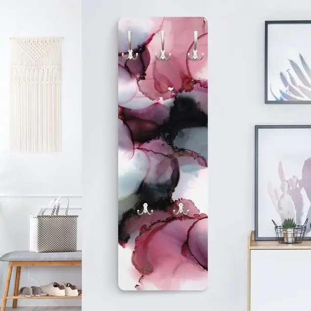 Weg des Windes Violett und Gold Designpaneel Wandgarderobe • inkl. großes Haken-Set • hergestellt in Deutschland • platzsparend • besonderer Eyecatcher Preis Gesenkt