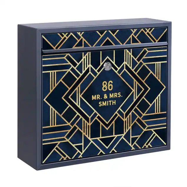 Art Deco Gold Briefkasten mit eigenem Text Aktuell