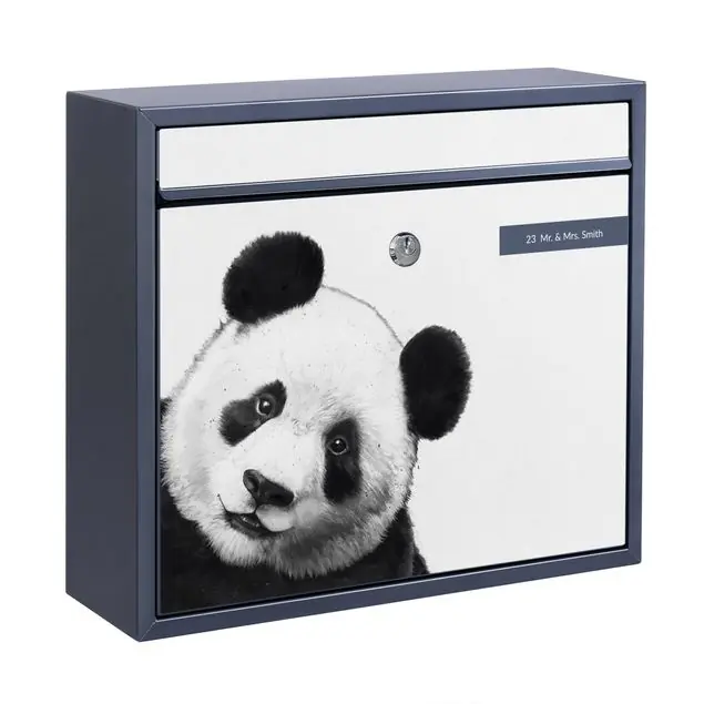 Illustration Panda Schwarz Weiß Malerei Briefkasten mit eigenem Text Preisreduziert