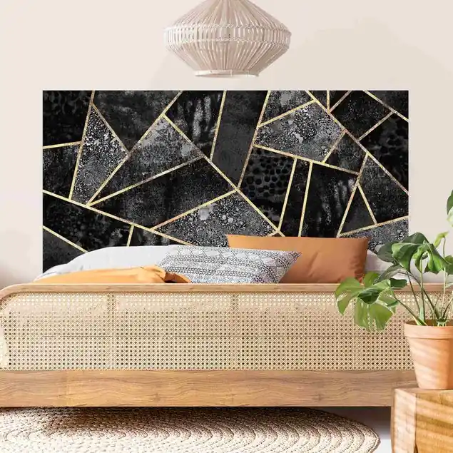 Begrenztes Angebot Graue Dreiecke Gold Kopfteil Bett