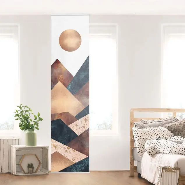 Geometrische Berge Bronze Schiebegardine Nur Für Kurze Zeit