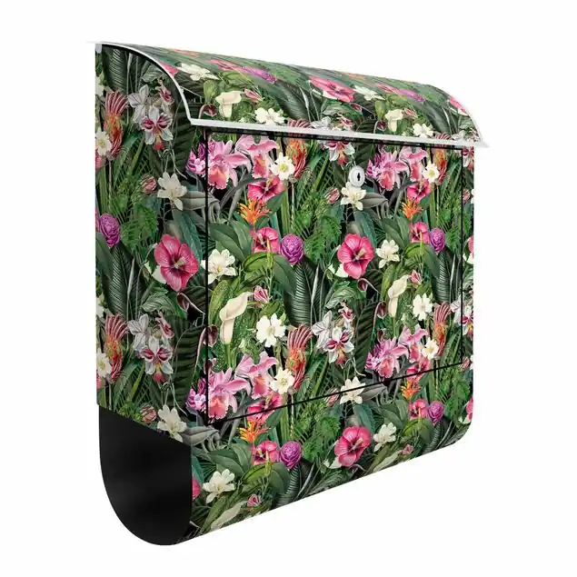 Sonderangebot Bunte tropische Blumen Collage Briefkasten