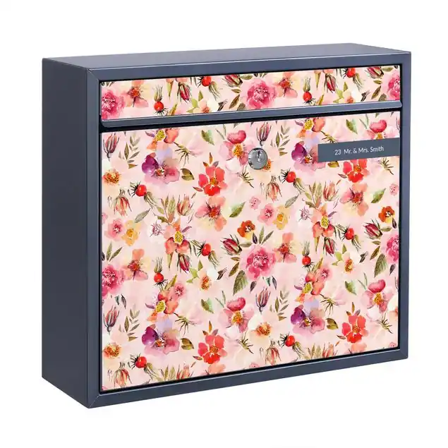 Online Kaufen Aquarellierte Blumen auf Rosa Briefkasten mit eigenem Text