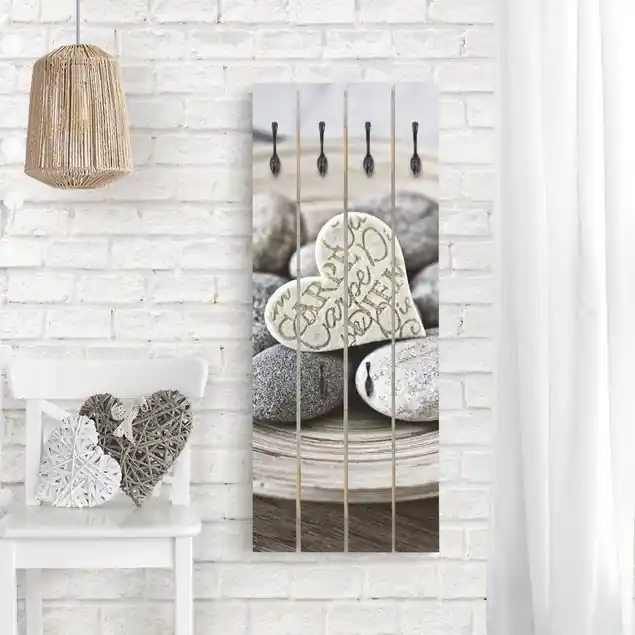 Carpe Diem Herz mit Steinen Wandgarderobe Neu