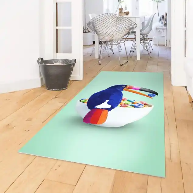 Kracherpreis Frühstück mit Tukan Premium Vinylteppich 2,2 mm • hergestellt in Deutschland • glatt • abwaschbar • ideal für Haushalte mit Tieren