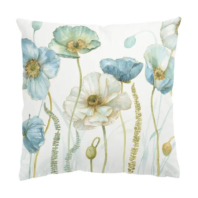 Begrenztes Angebot Blüten in Gold und Blau Dekokissen • Canvas • klassische Webstruktur • handgefertigt in Deutschland