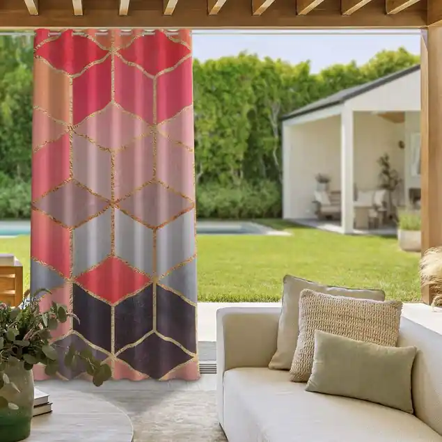 Buntes Pastell goldene Geometrie Outdoorvorhang Heißes Angebot