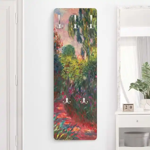 Claude Monet - Japanische Brücke im Garten von Giverny Designpaneel Wandgarderobe • inkl. großes Haken-Set • hergestellt in Deutschland • platzsparend • besonderer Eyecatcher Wochenendangebot