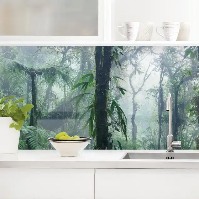 Monteverde Nebelwald Küchenrückwand • selbstklebend • Spritzschutz • wasserfest • glänzend • 0,35 mm • hergestellt in Deutschland Billig