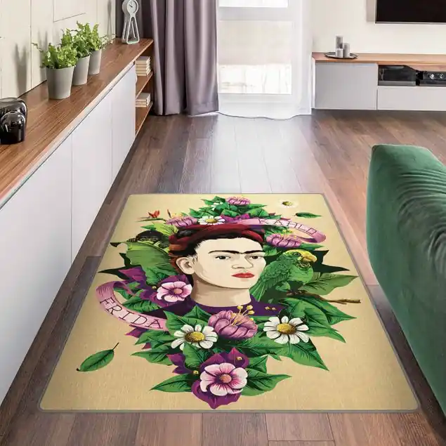 Bestseller Frida Kahlo - Frida,Äffchen und Papagei Teppich