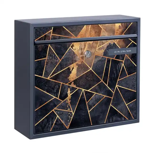 Onyx mit Gold Briefkasten mit eigenem Text Online Kaufen