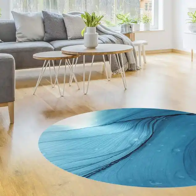 Schneller Versand Meliertes Blau Premium Vinylteppich 2,2 mm • hergestellt in Deutschland • glatt • abwaschbar • ideal für Haushalte mit Tieren
