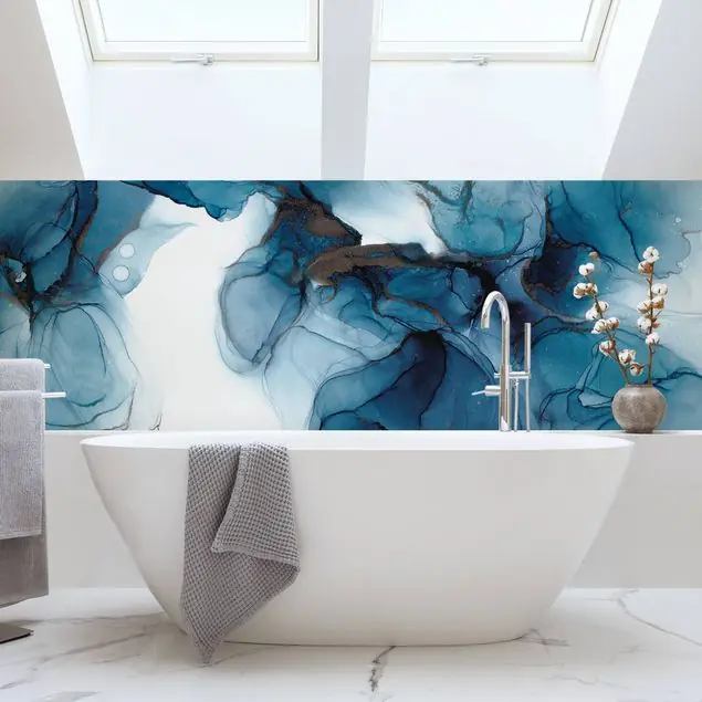 Günstig Evolution Blau und Gold Wandverkleidung Bad