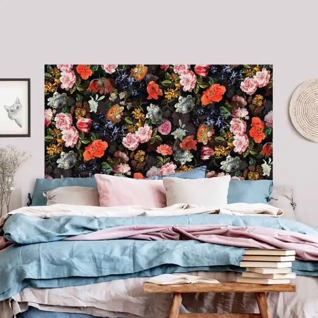 Dunkles Blumenbouquet Kopfteil Bett Wochenendangebot