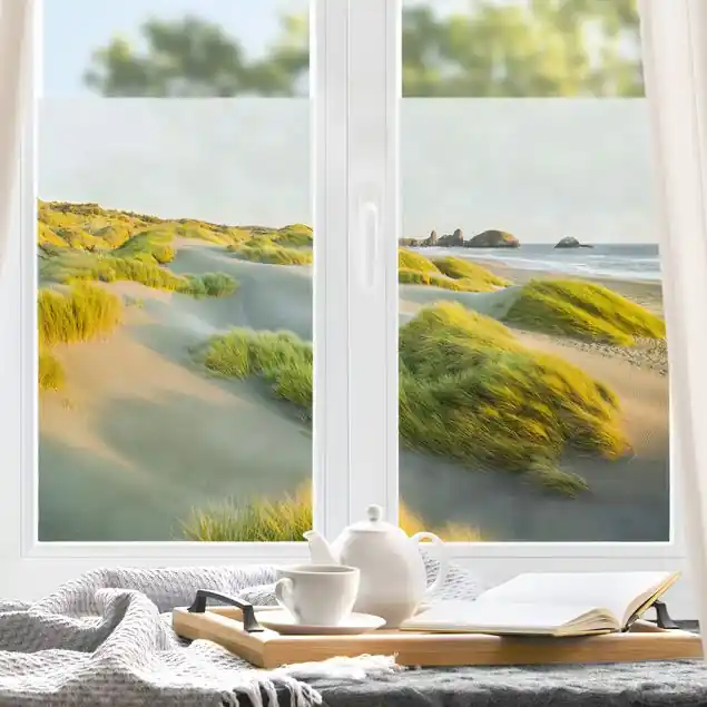 Dünen und Gräser am Meer                               Fensterfolie Aktuell