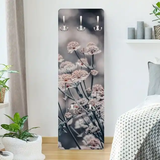 Direkt Vom Hersteller Mystischer Blütenstrauch Designpaneel Wandgarderobe • inkl. großes Haken-Set • hergestellt in Deutschland • platzsparend • besonderer Eyecatcher