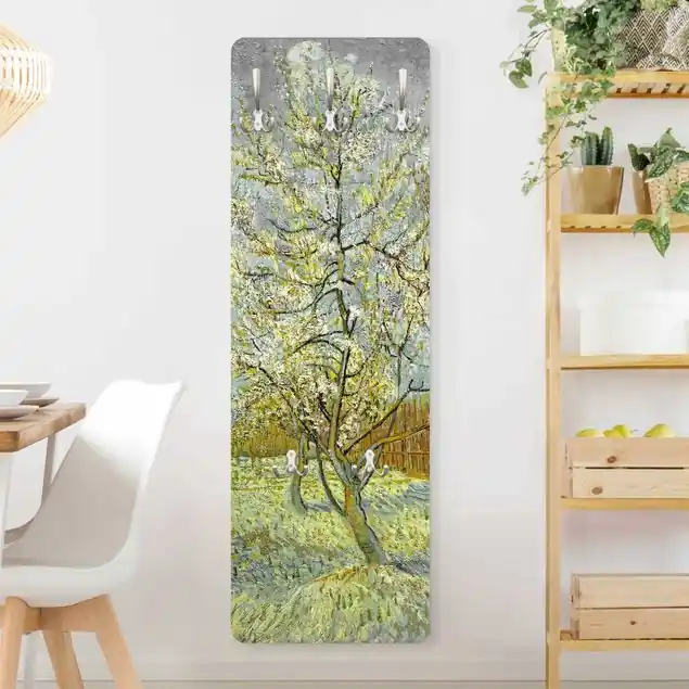 Vincent van Gogh - Pfirsichbaum rosa Designpaneel Wandgarderobe • inkl. großes Haken-Set • hergestellt in Deutschland • platzsparend • besonderer Eyecatcher Expressversand