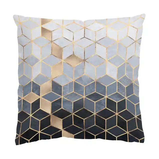 Blau Weiß goldene Geometrie Dekokissen • Canvas • klassische Webstruktur • handgefertigt in Deutschland Preiswert
