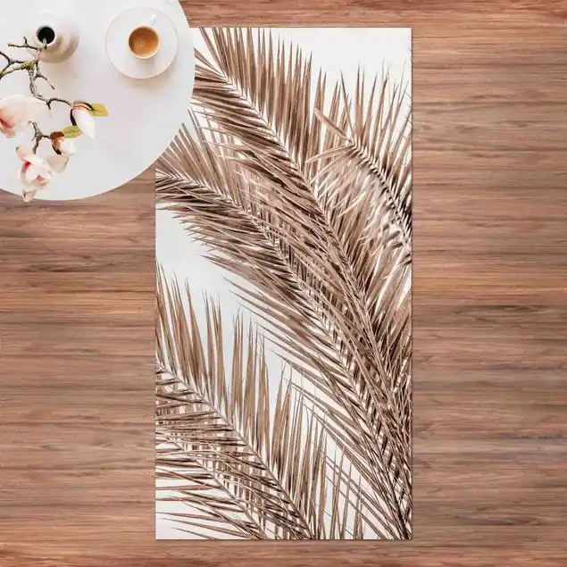Meistverkauft Bronzefarbene Palmenwedel Premium Vinylteppich 2,2 mm • hergestellt in Deutschland • glatt • abwaschbar • ideal für Haushalte mit Tieren