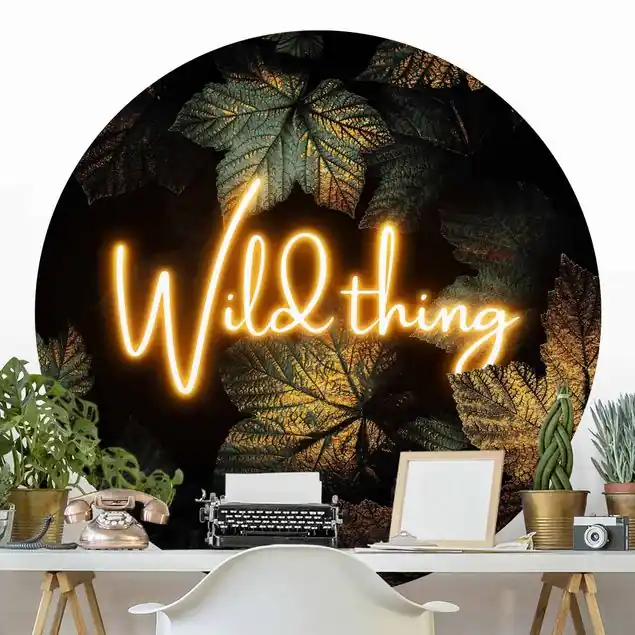 Neu Wild Thing goldene Blätter Runde Fototapete