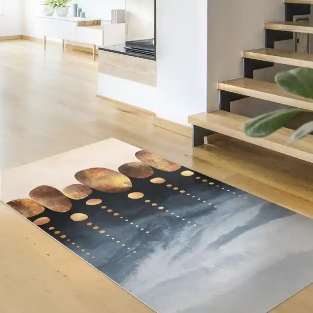 Super-Preis Abstrakte goldene Steine Premium Vinylteppich 2,2 mm • hergestellt in Deutschland • glatt • abwaschbar • ideal für Haushalte mit Tieren