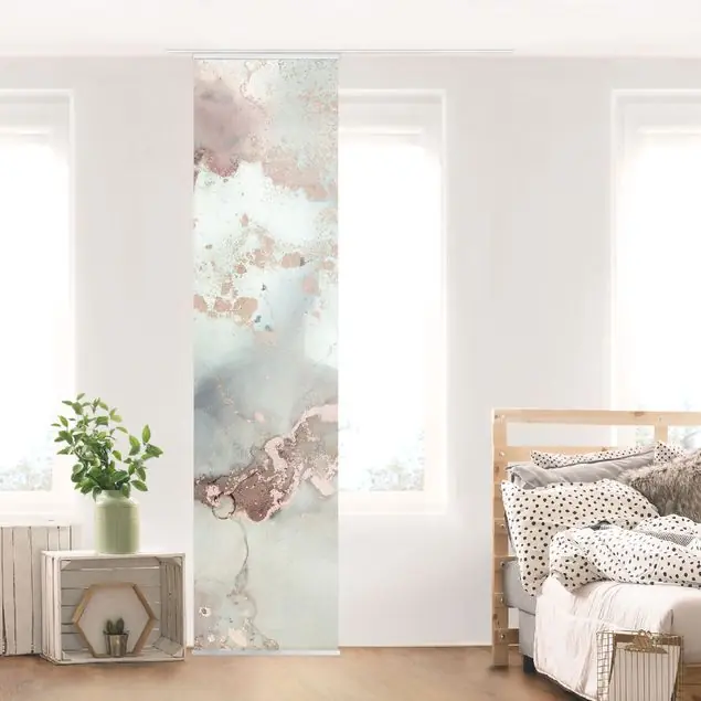 Neuheit Farbexperimente Marmor Pastell und Gold Schiebegardine
