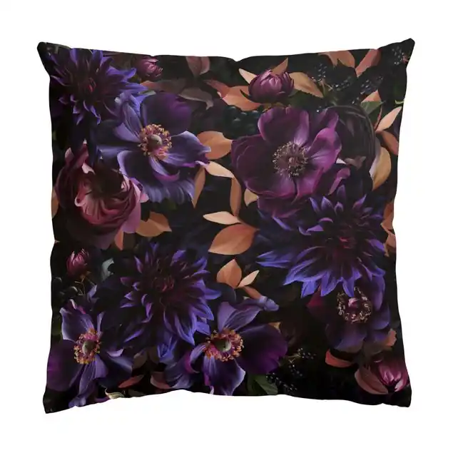 Ausverkauf Dunkle violette Blüten Dekokissen • Canvas • klassische Webstruktur • handgefertigt in Deutschland