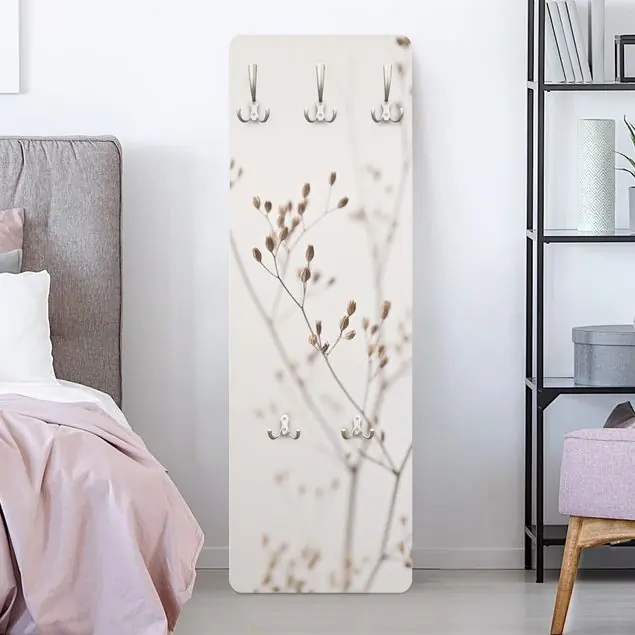 Zarte Knospen am Wildblumenzweig Designpaneel Wandgarderobe • inkl. großes Haken-Set • hergestellt in Deutschland • platzsparend • besonderer Eyecatcher Neu