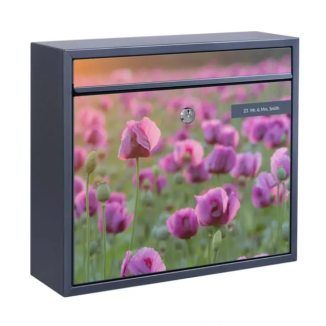 Beliebt Violette Schlafmohn Blumenwiese im Frühling Briefkasten mit eigenem Text