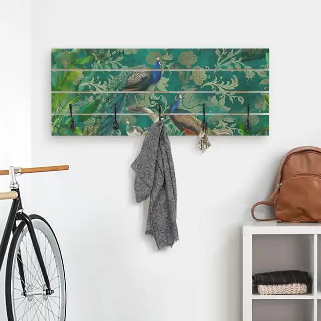 Shabby Chic Collage - Edler Pfau II Wandgarderobe Günstig