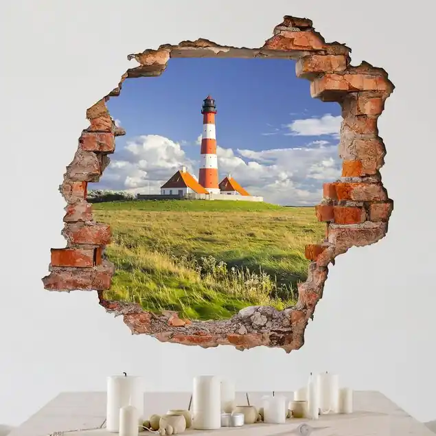 Leuchtturm in Schleswig-Holstein Wanddruchbruch Wandtattoo Sonderaktion