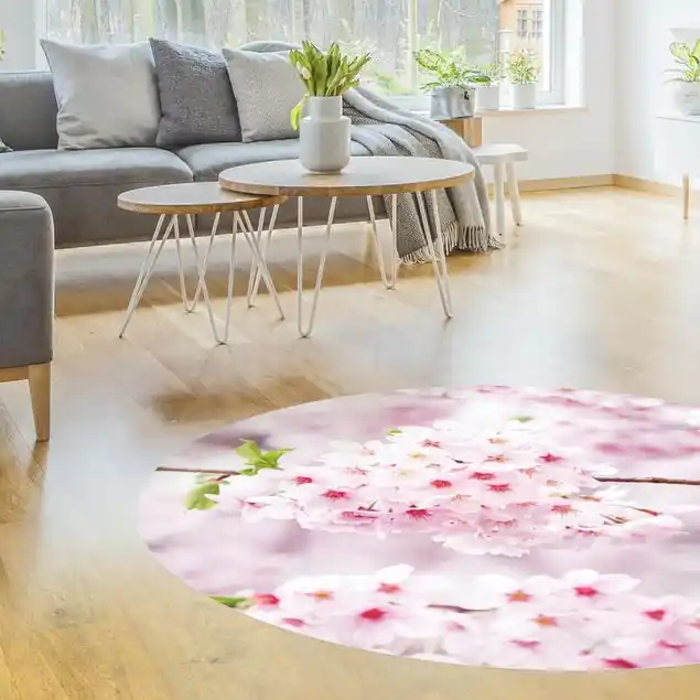 Günstig Japanische Kirschblüten Premium Vinylteppich 2,2 mm • hergestellt in Deutschland • glatt • abwaschbar • ideal für Haushalte mit Tieren