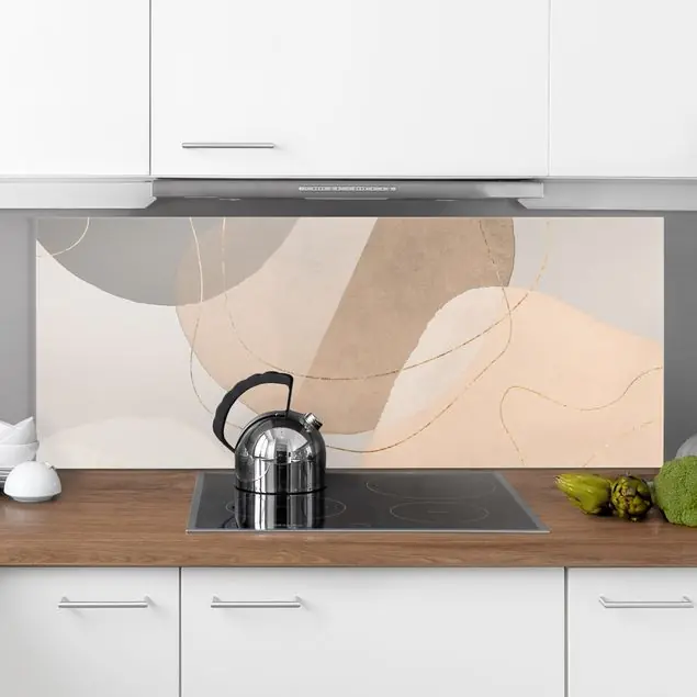 Verspielte Impressionen in Beige Spritzschutz Nur Für Kurze Zeit