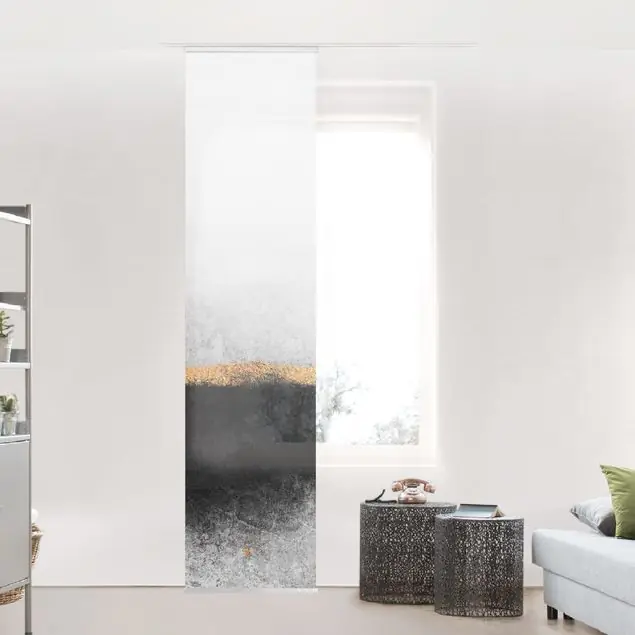 Abstrakter Goldener Horizont Schwarz Weiß Schiebegardine Saisonangebot