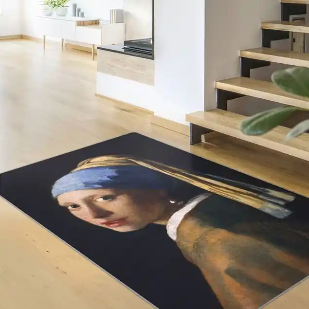 Jan Vermeer van Delft - Das Mädchen mit dem Perlenohrgehänge                               Teppich Zertifiziert