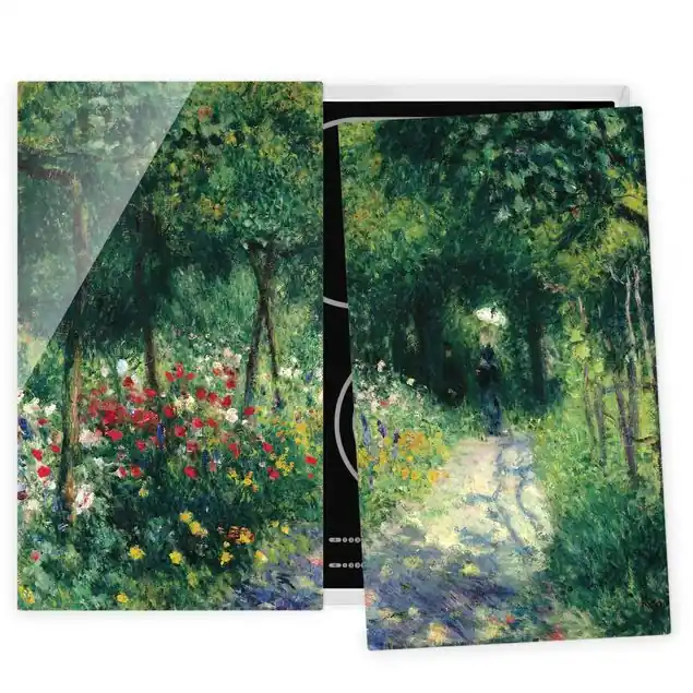 Billig Auguste Renoir - Frauen im Garten 2-teilige Herdabdeckplatte Glas