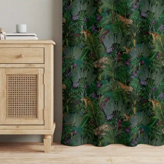Dschungelblätter mit Tiger Vorhang – Lichtdämpfender Samt Sale