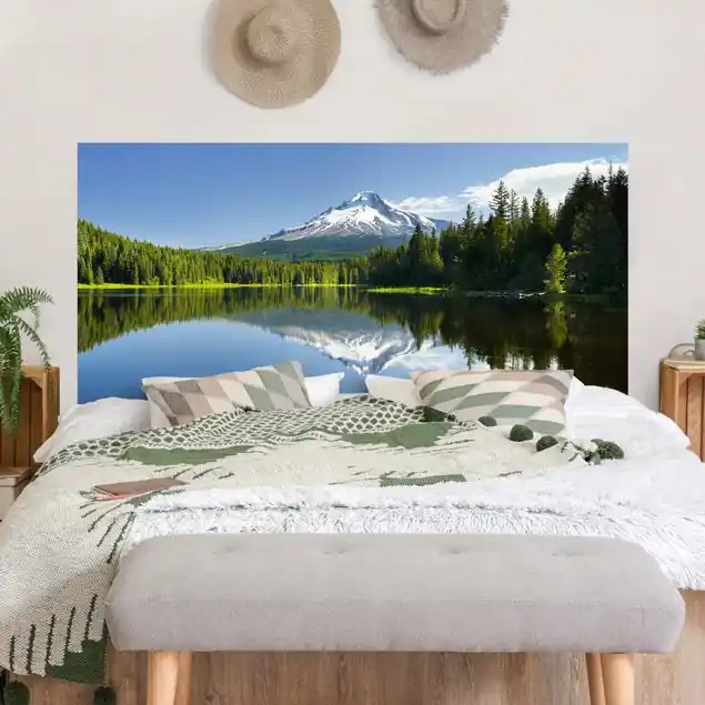 Vulkan mit Wasserspiegelung Kopfteil Bett Kostenfreie Lieferung