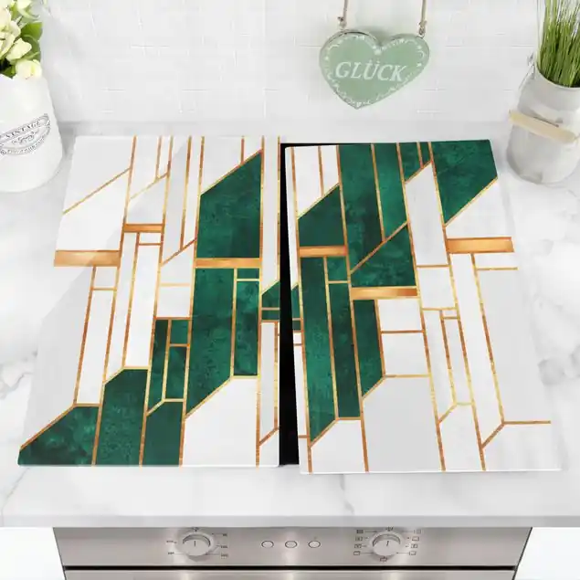 Aktuell Emerald und Gold Geometrie Herdabdeckplatte