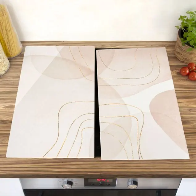 Bestseller Verspielte Impressionen mit goldenen Linien Herdabdeckplatte