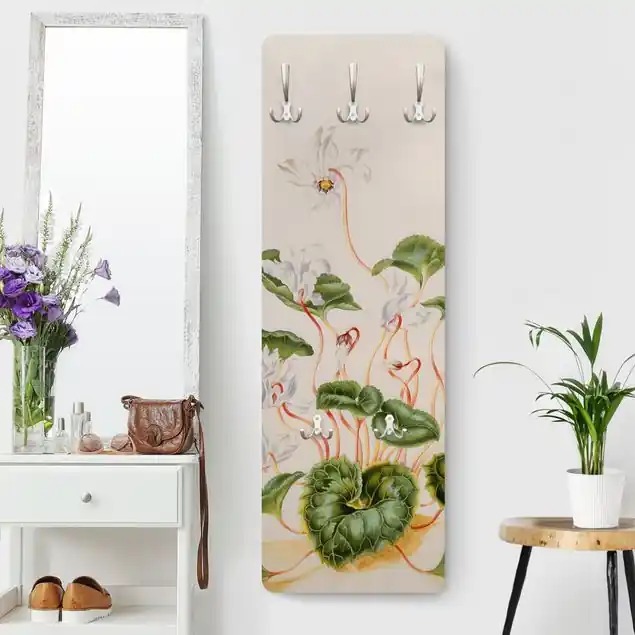 Solange Der Vorrat Reicht Anna Maria Sibylla Merian - Weiße Veilchen Designpaneel Wandgarderobe • inkl. großes Haken-Set • hergestellt in Deutschland • platzsparend • besonderer Eyecatcher