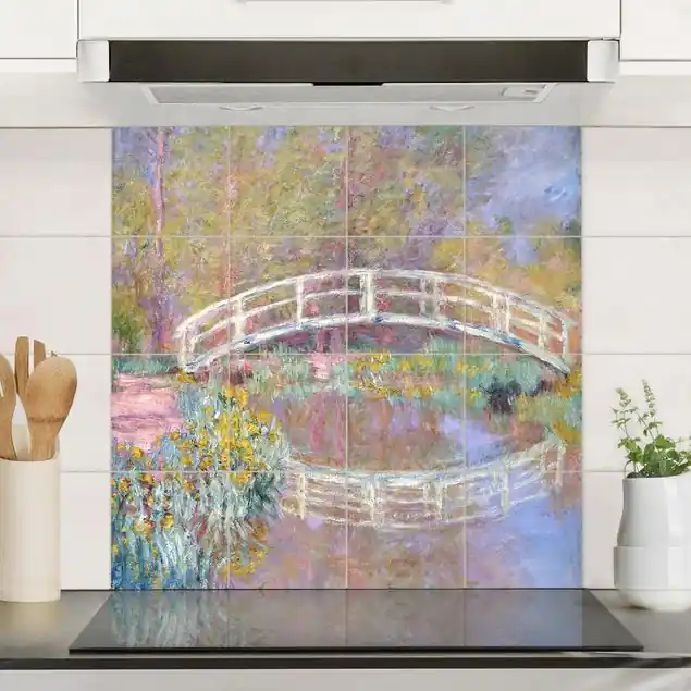 Garantierte Lieferung Claude Monet - Brücke Monets Garten Fliesenbild - Quadrat