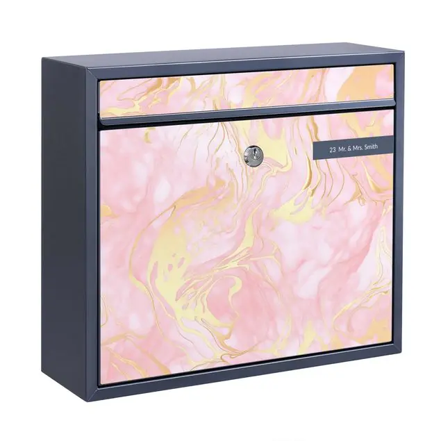 Farbspiel in Rosa und Gold Briefkasten mit eigenem Text Schnäppchen