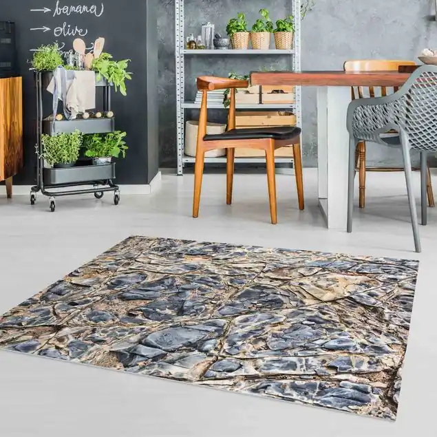 Neu Grauer Steingrund am Strand Premium Vinylteppich 2,2 mm • hergestellt in Deutschland • glatt • abwaschbar • ideal für Haushalte mit Tieren