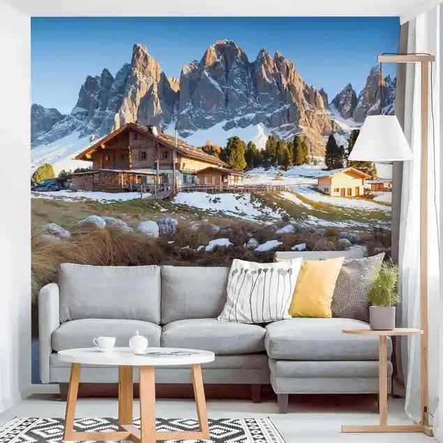Abverkauf Berghütte Fototapete Vlies • inkl. Kleister • hergestellt in Deutschland