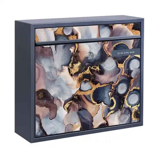 Marmor Aquarell mit Gold Briefkasten mit eigenem Text Kracherpreis