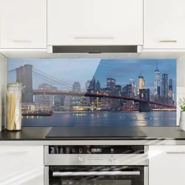 Brooklyn Bridge Manhattan New York Glas Spritzschutz - Panorama Nur Für Kurze Zeit