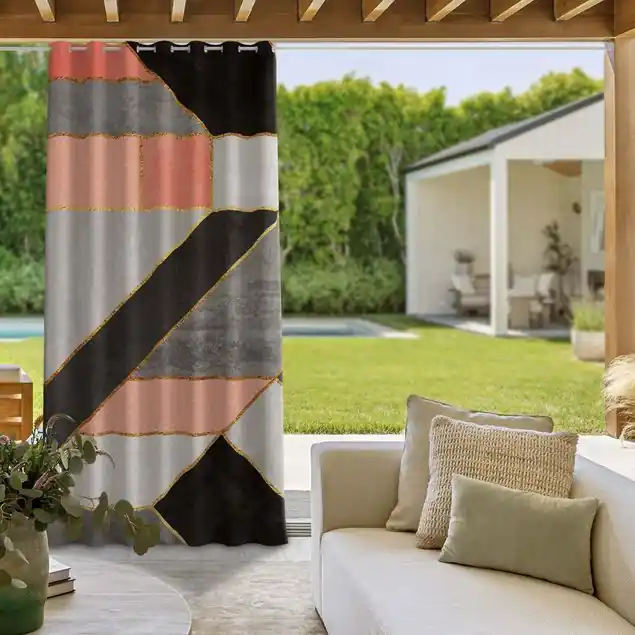 Preisreduziert Geometrie Rosa und Gold Outdoorvorhang