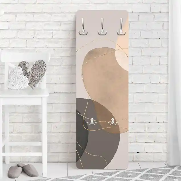 Letzte Chance Verspielte Impressionen in Beige Designpaneel Wandgarderobe • inkl. großes Haken-Set • hergestellt in Deutschland • platzsparend • besonderer Eyecatcher