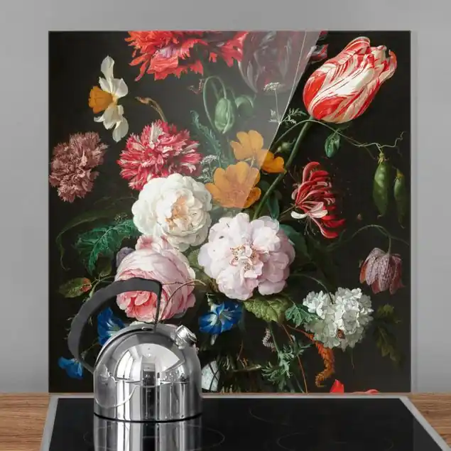 Neue Ware Jan Davidsz de Heem - Stillleben mit Blumen in einer Glasvase Spritzschutz